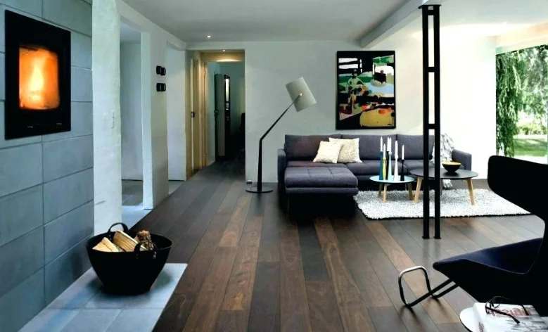 Living room dark wood floor
